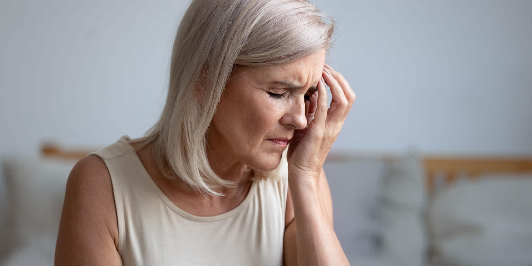 An older lady suffering from postmenopausal symptoms.