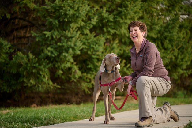 Kim Hillman, Londonderry, Ohio Woman Taking Dog for Walk
