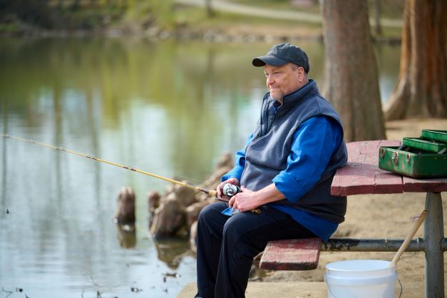Sam Harris Man Fishing after Knee Replacement Surgery