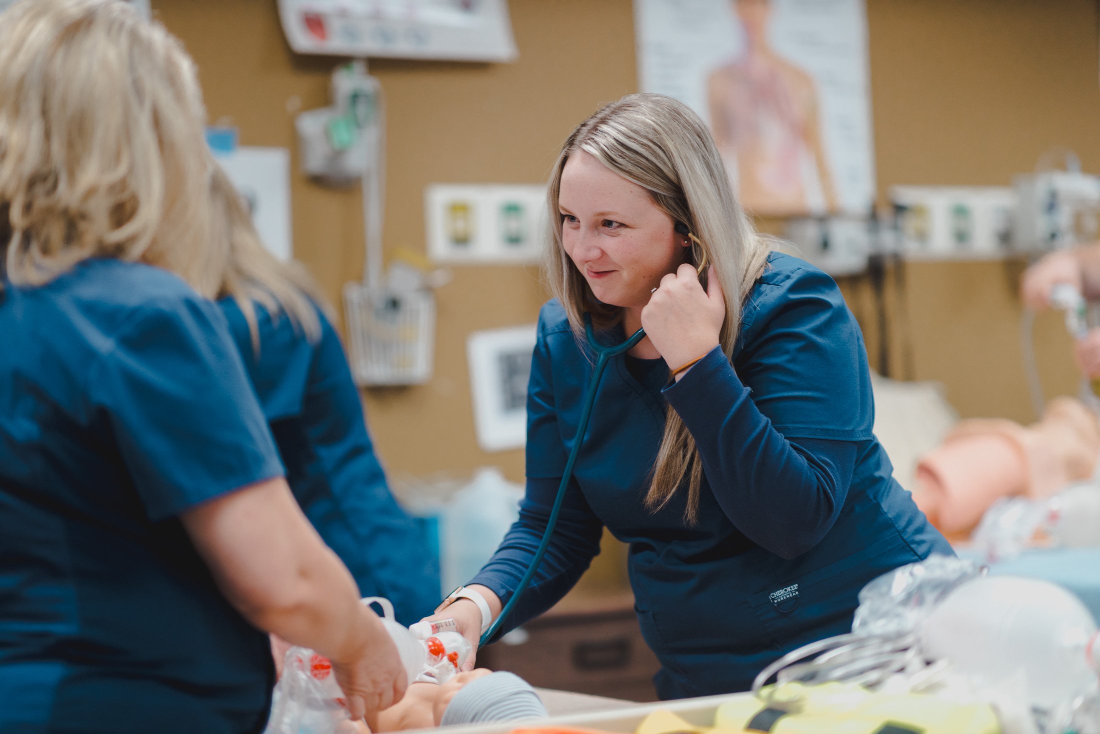 A nurse training with  Adena & Shawnee State.