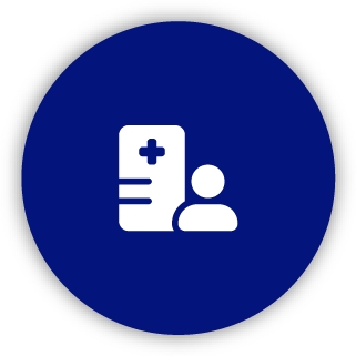 Icon of a person with a medical chart, representing specialty care.
