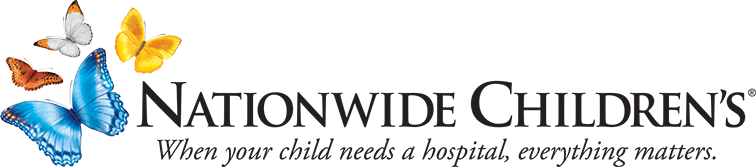 Nationwide Children’s Hospital logo with colorful butterflies and the tagline “When your child needs a hospital, everything matters.”