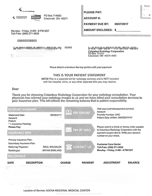 Adena Radiology Bill