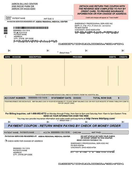 Adena Emergency Department Physician (Team Health) Bill